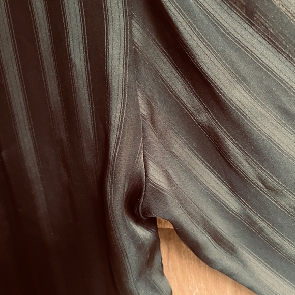 Linda Bis Montreal Rare Vintage 90s Black Night Robe Striped Silky Satin Collar - Picture 11 of 13